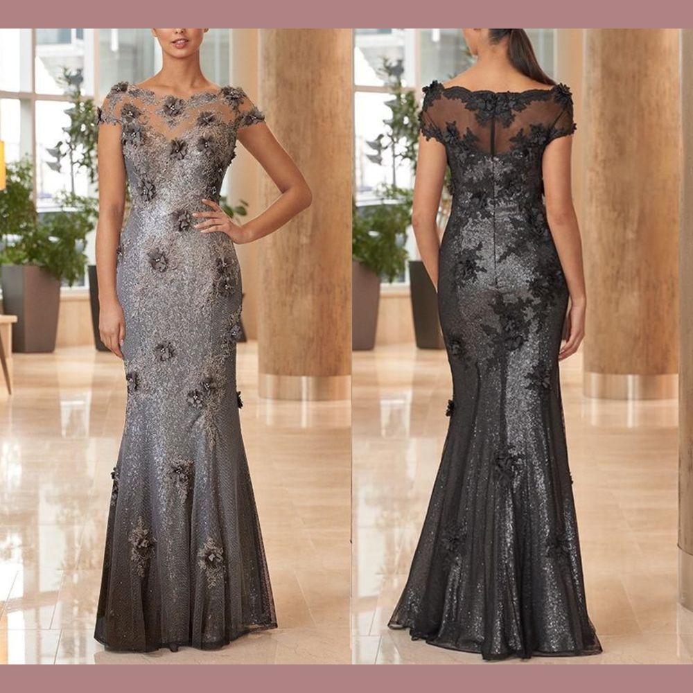 NWT $700 Alexander by Daymor [ 6 ] Sequin‎ Cap Sleeve Bodice Gown in Clay #G1863